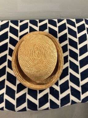 Natural Straw Boater Hat - Light Brown